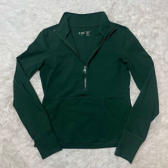 Zyia Active Jacket Womens Size M Green 1/2 Zip Athletic Pocket Long Sleeve Top - Picture 2 of 9